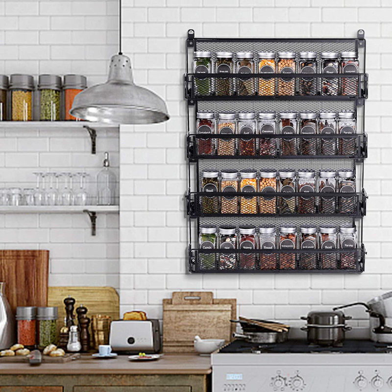 Prep & Savour Spice RackWall Mounted 4Tier Stackable CounterTop Or Wall Mount Spice Rack Spice
